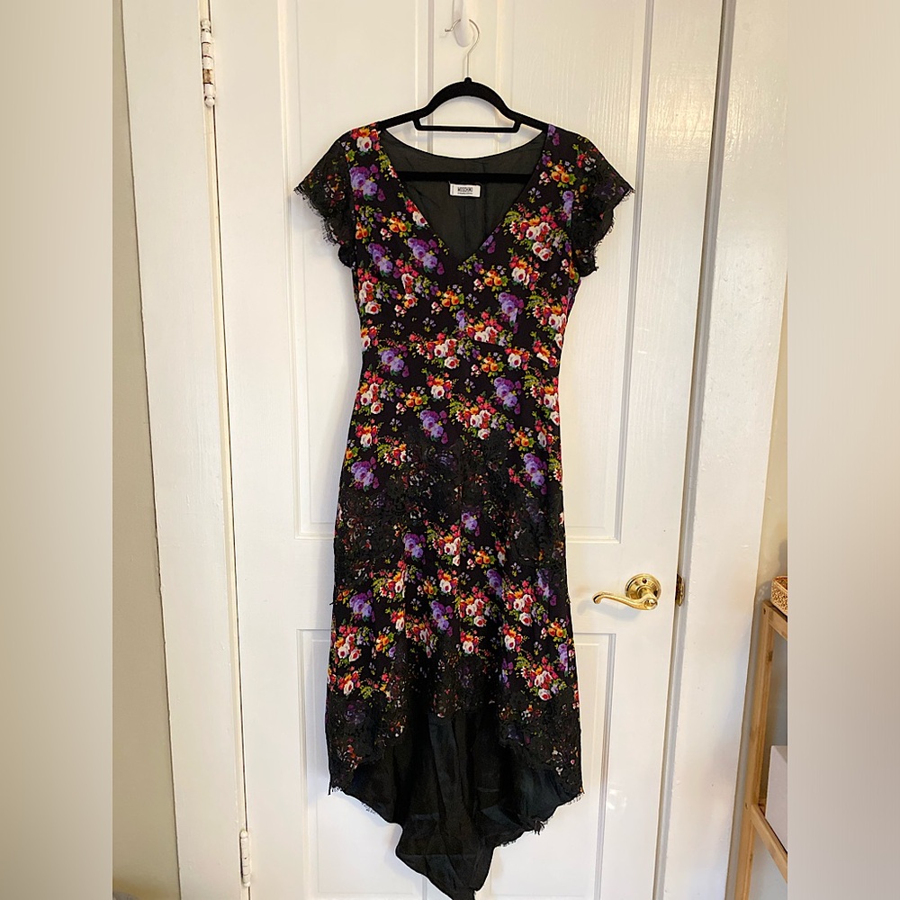 Moschino Cheap & Chic Midi High-Low Floral Print Dress